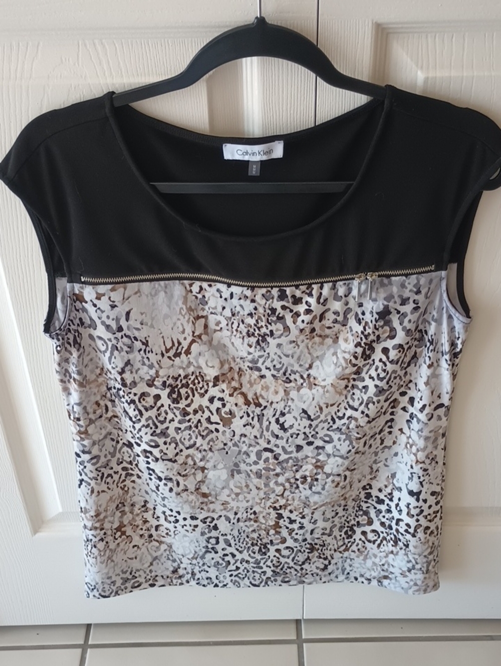 Calvin Klein Black & Neutral Animal-Print Tank